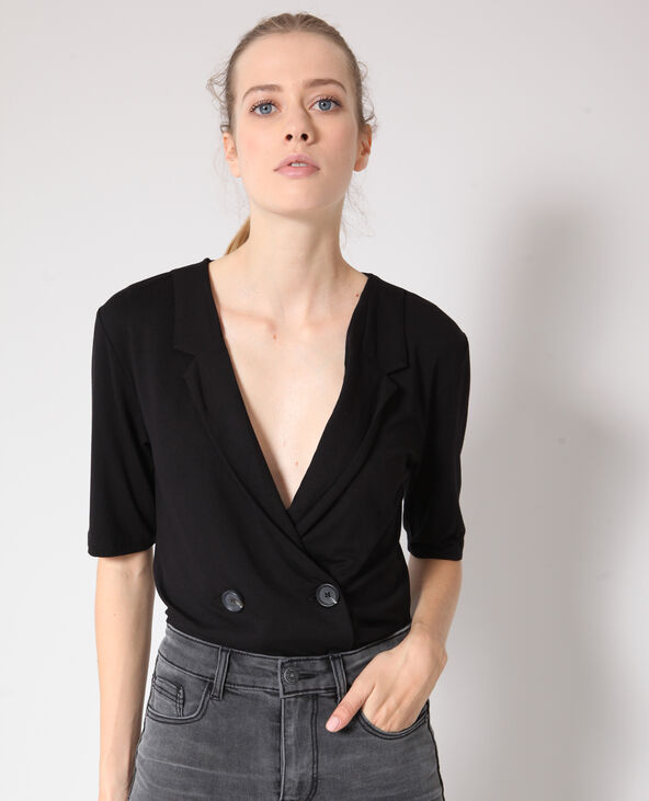 Top boutonné noir - Pimkie