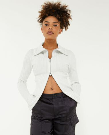 Gilet zippé col montant blanc - Pimkie