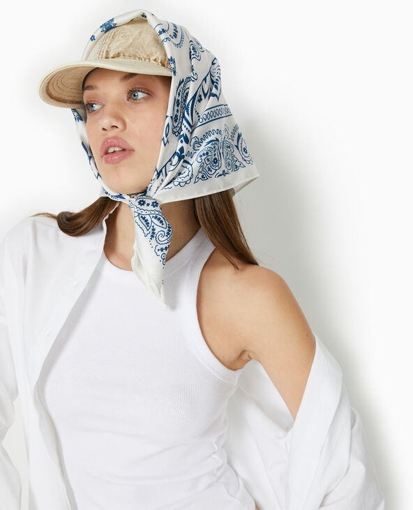 Foulard à motifs en tissu satiné bleu marine - Pimkie