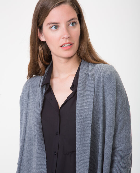 Gilet long à côtes gris chiné - Pimkie