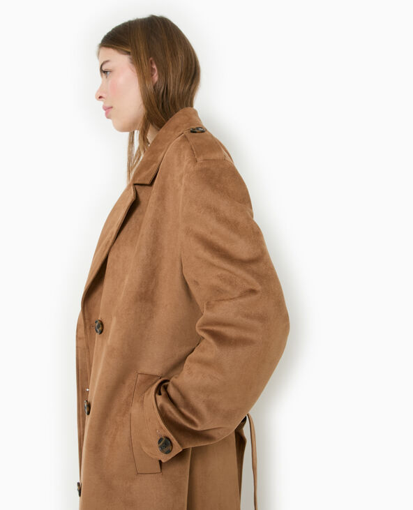 Trench oversize en suédine beige - Pimkie