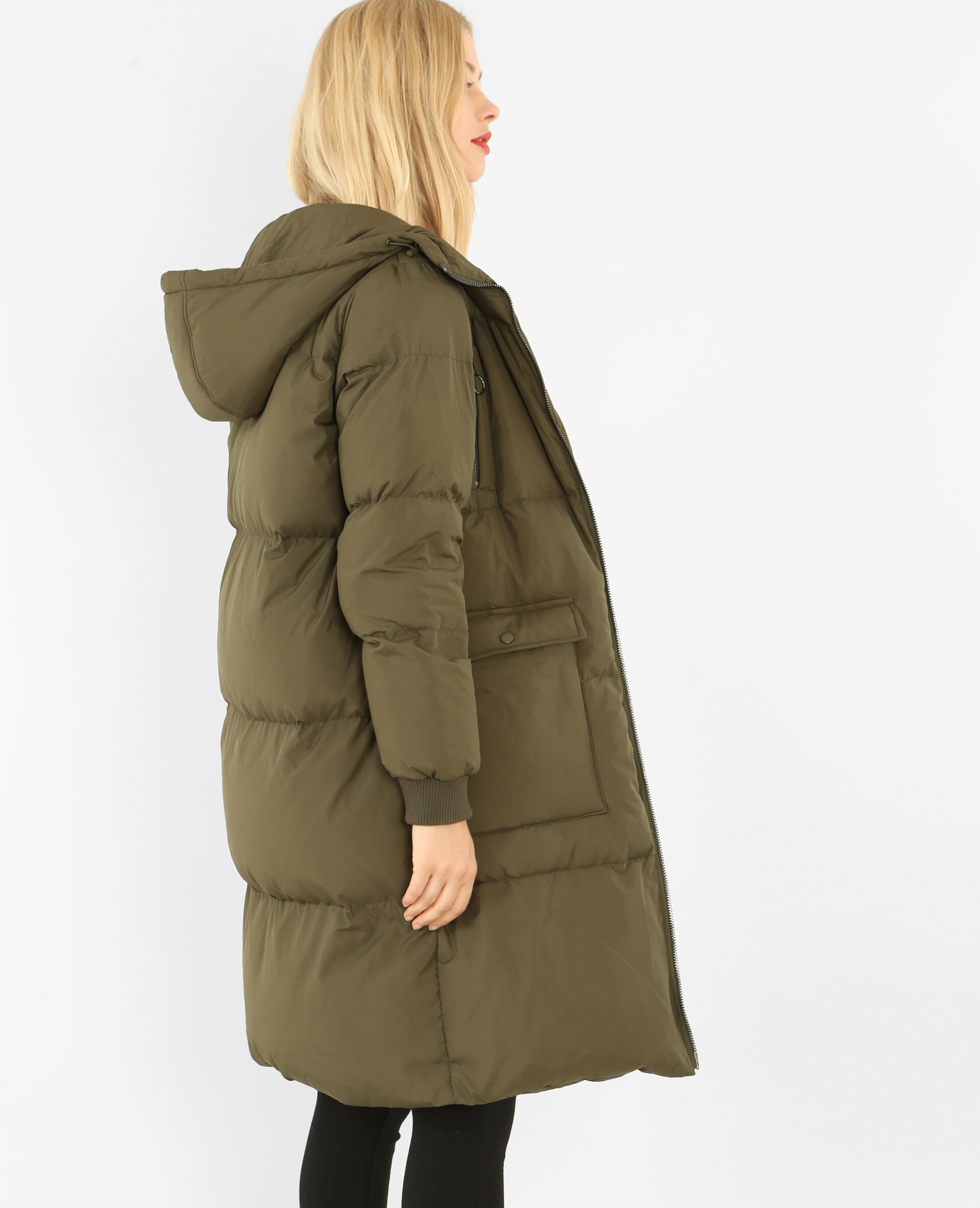 Longue doudoune à capuche kaki - 280128523A05 | Pimkie