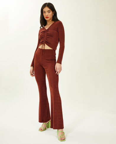 Pantalon flare en tissu fluide marron - Pimkie
