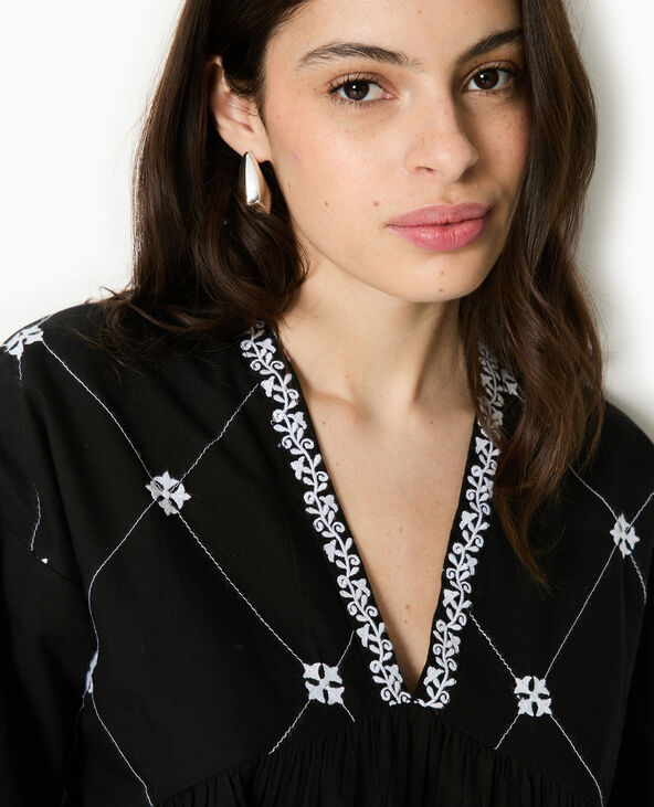 Robe brodée manches longues noir - Pimkie