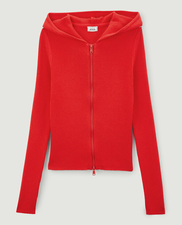 Gilet zippé à capuche rouge - Pimkie