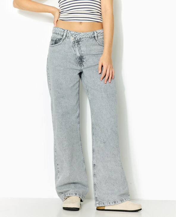 Jean wide taille croisée blanc - Pimkie