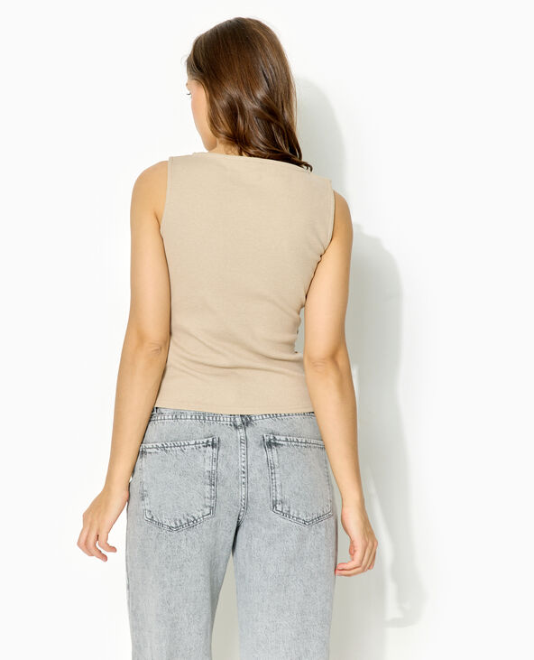 Débardeur en maille côtelée avec boutons beige chiné - Pimkie