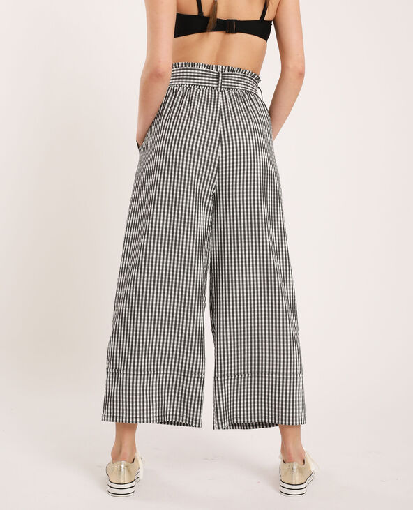 Pantalon large à carreaux noir - Pimkie