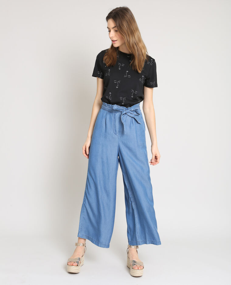 Pantalon fluide large bleu denim - 140568683A06 | Pimkie