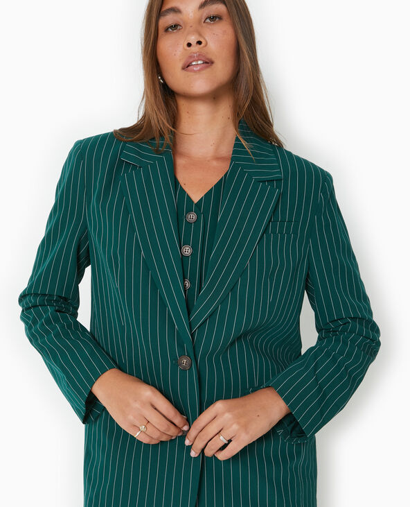 Veste blazer oversize avec rayures banquier vert foncé - Pimkie