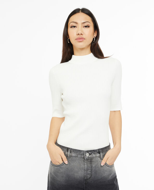 Pull col montant manches courtes blanc - Pimkie
