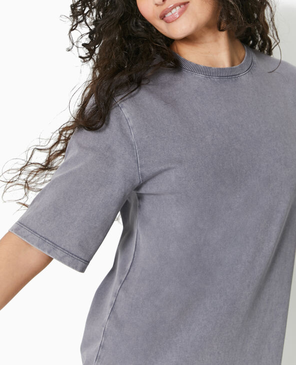 Robe t-shirt mi-longue délavée acid wash gris foncé - Pimkie