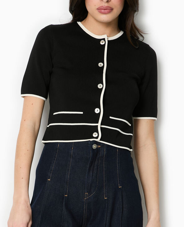 Gilet manches courtes détails contrastés noir - Pimkie