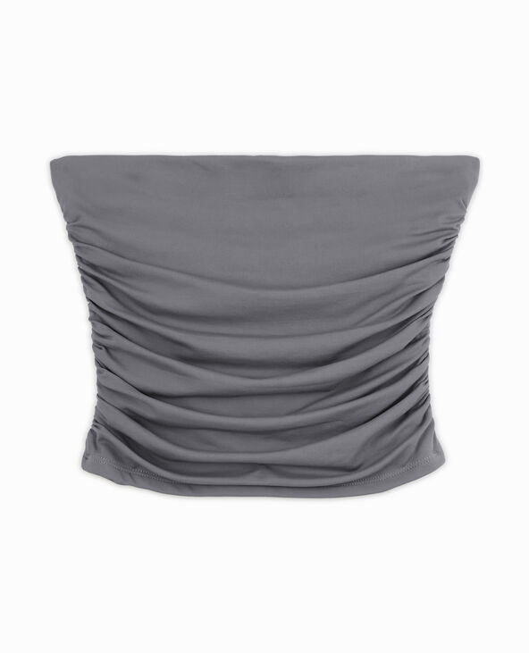 Bustier bandeau avec fronces côtés gris - Pimkie