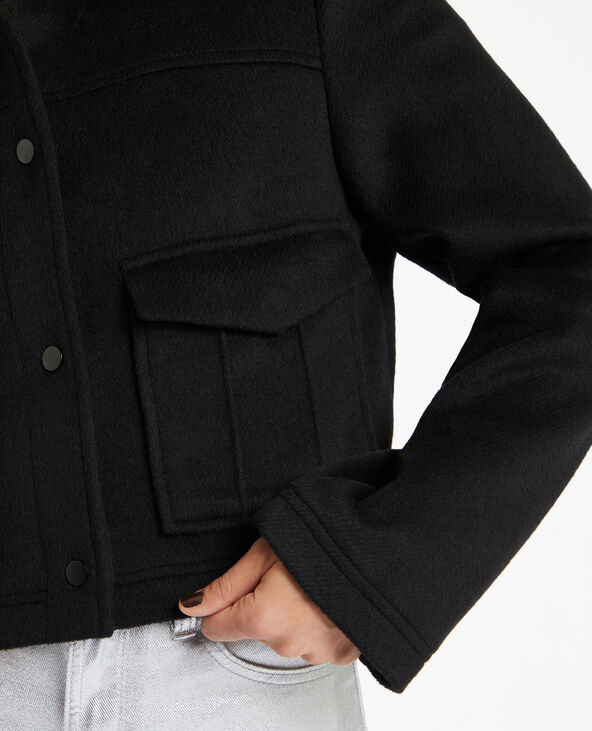 Blouson court en drap de laine noir - Pimkie