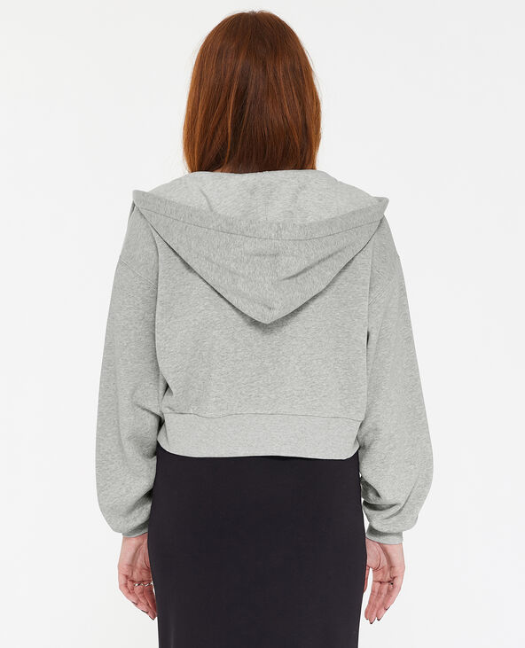 Gilet zippé court à capuche gris chiné - Pimkie