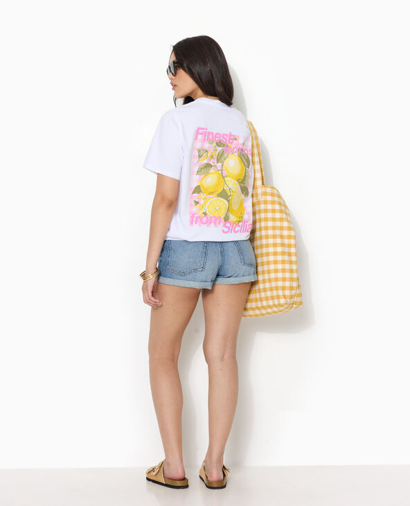 T-shirt oversize avec print poitrine et dos blanc - Pimkie