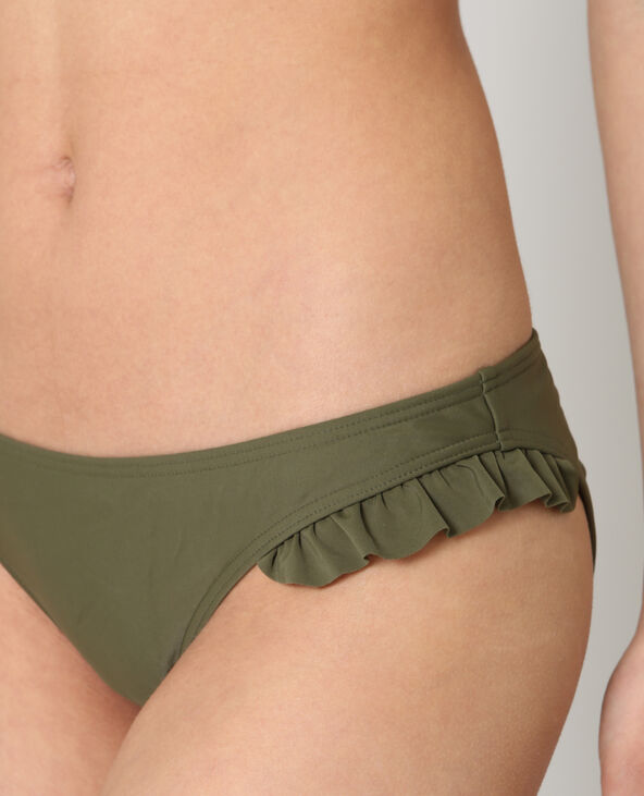 Bas de bikini à volants taupe - Pimkie
