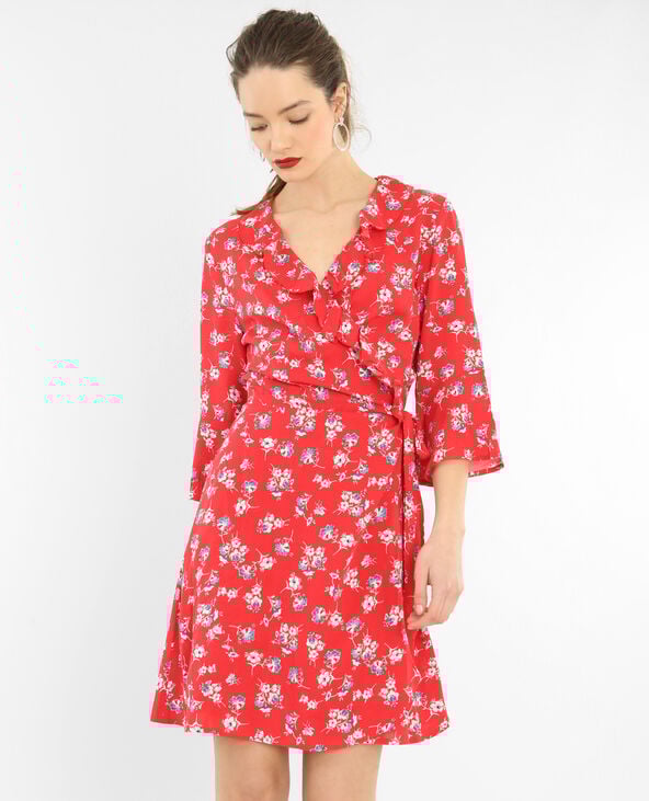 Robe portefeuille volantée rouge - Pimkie