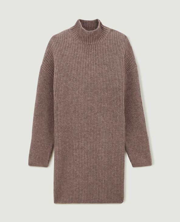 Robe courte en maille avec col montant taupe - Pimkie
