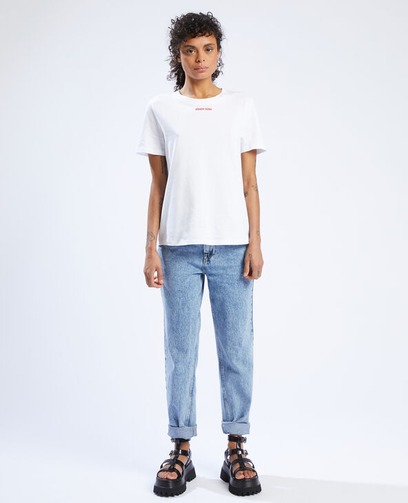 T-shirt basique avec broderie blanc - Pimkie