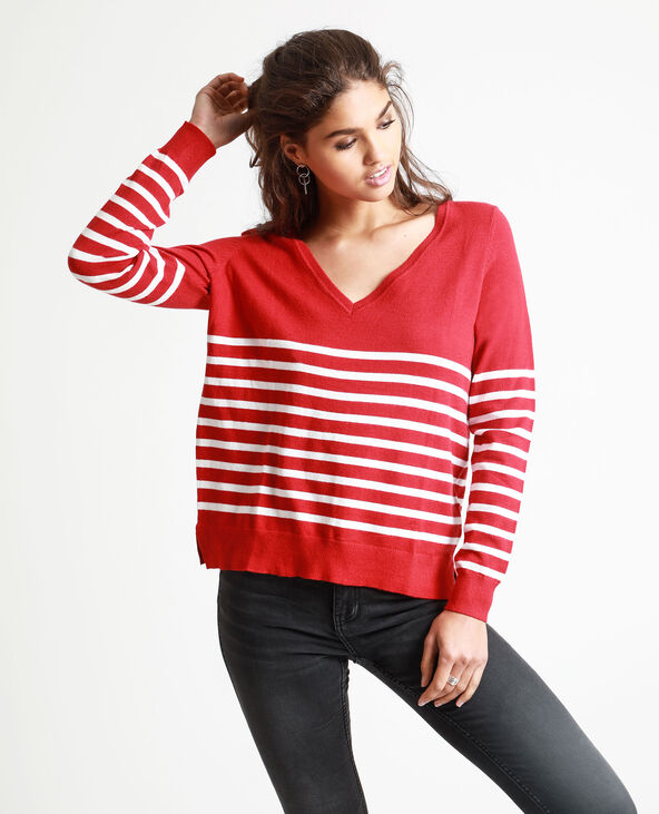 Pull rayé rouge - Pimkie