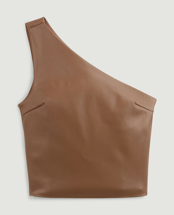 Top asymétrique simili cuir marron - Pimkie