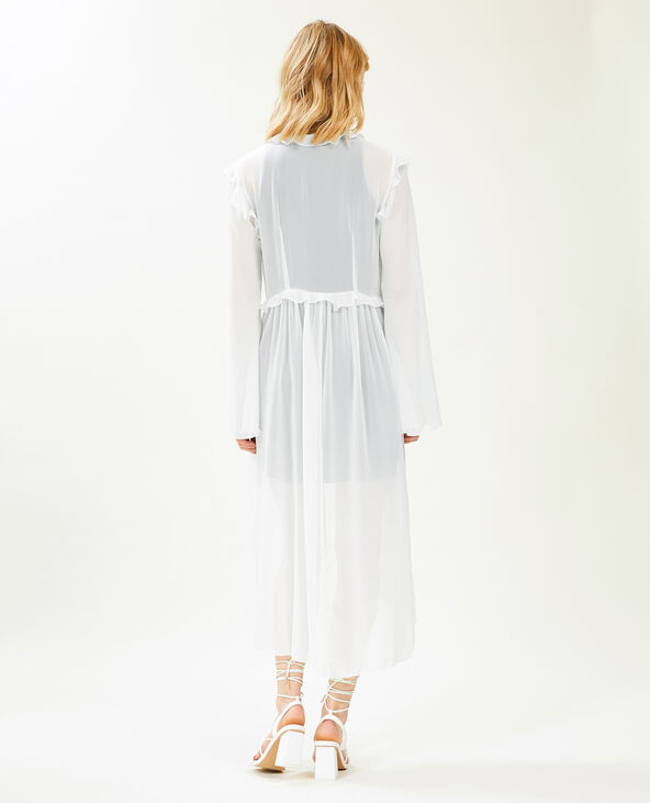 Longue blouse transparente avec volants blanc - Pimkie
