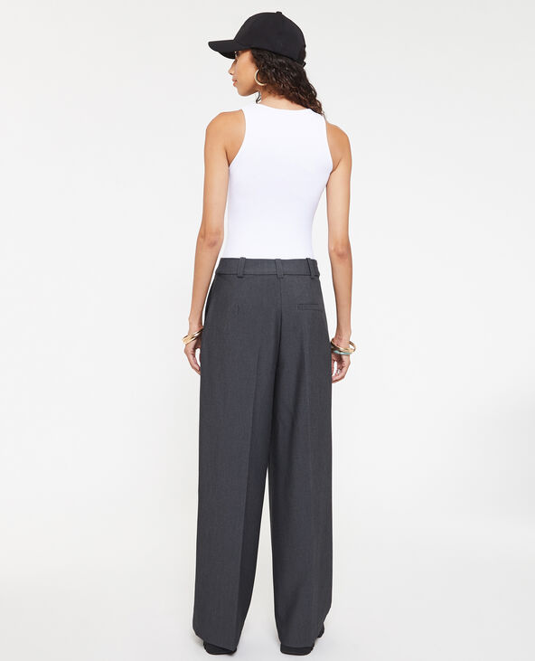 Pantalon large taille haute gris foncé - Pimkie