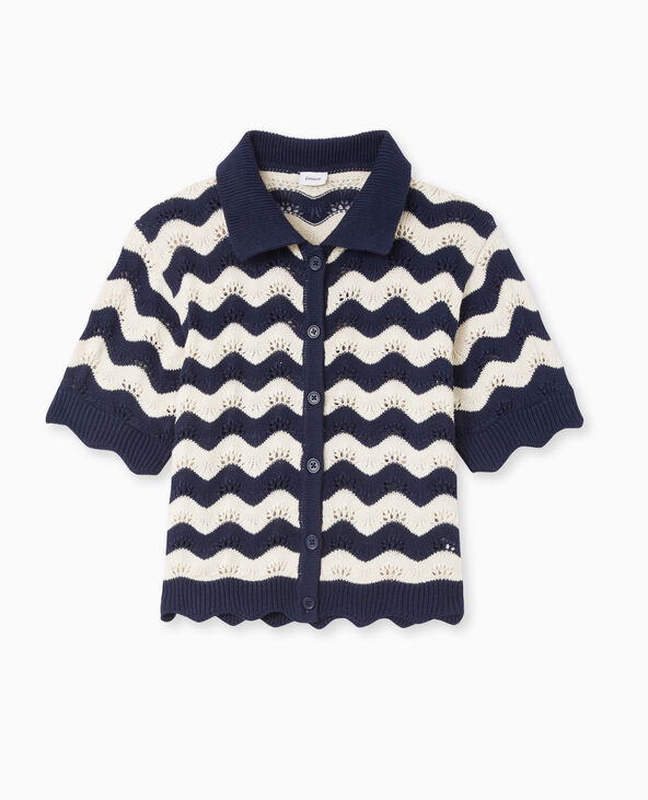 Gilet avec col en maille ajourée blanc - Pimkie