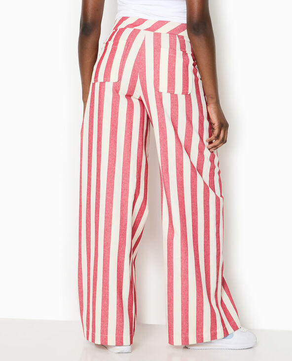 Pantalon droit avec larges rayures rouge - Pimkie