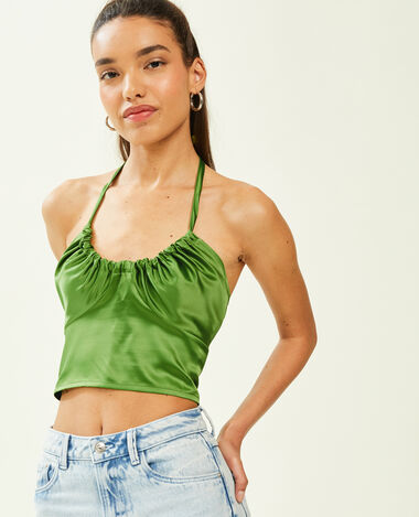 Top satiné vert kaki - Pimkie