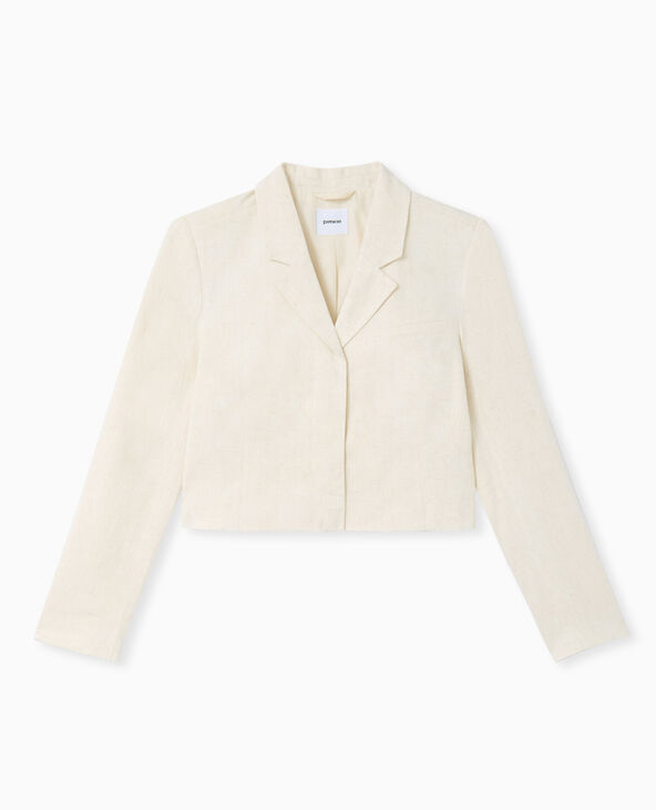 Veste blazer courte avec lin blanc - Pimkie
