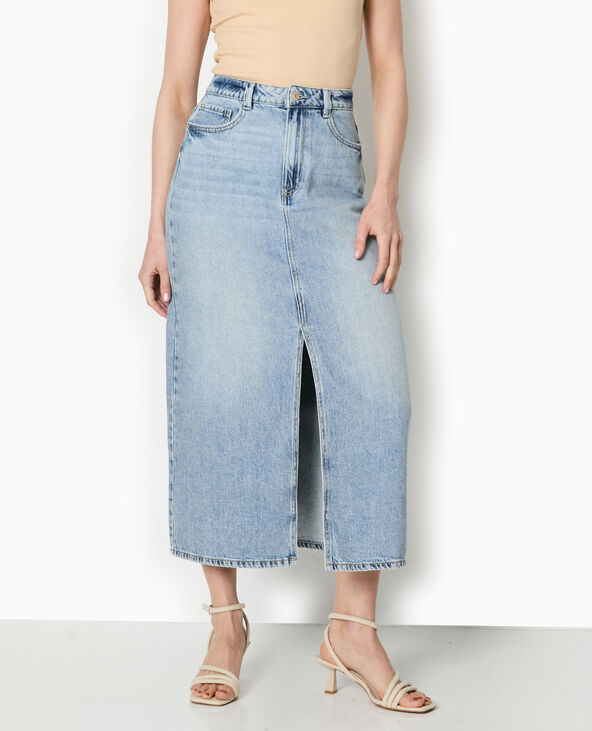 Jupe longue en jean bleu - Pimkie