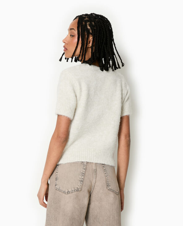 Pull manches courtes en maille douce écru - Pimkie