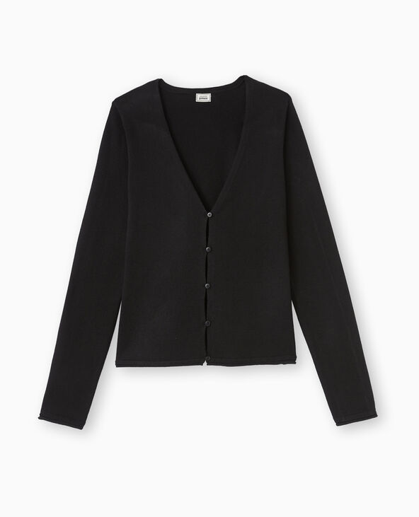 Gilet col V en maille fine noir - Pimkie