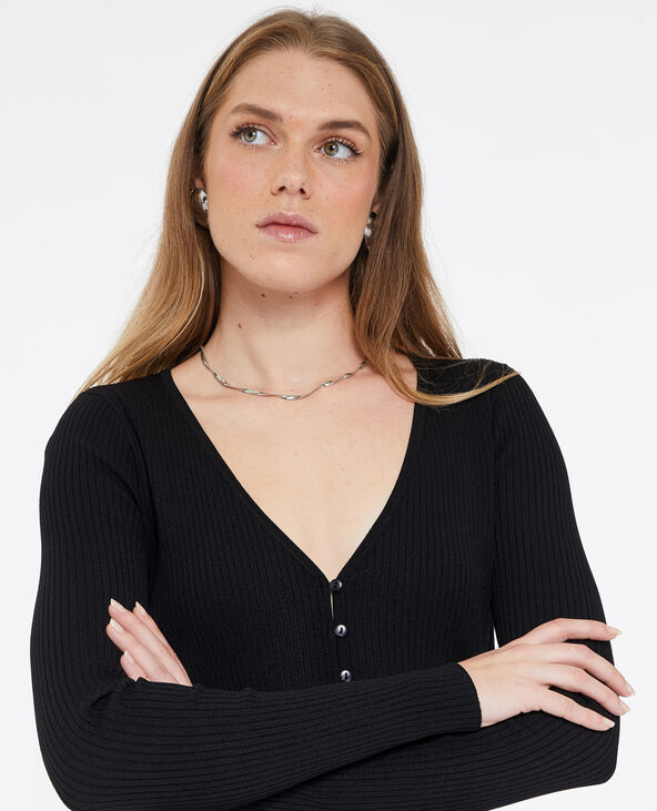 Gilet fin en maille côtelée noir - Pimkie
