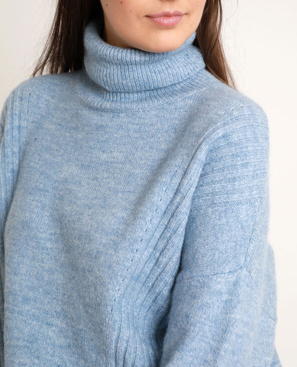 Pull col roulé bleu best sale ciel