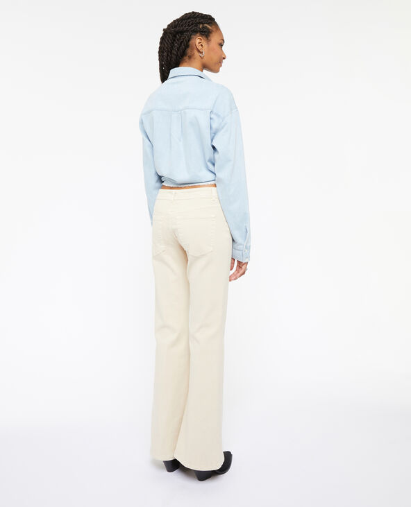 Jean flare bootcut taille basse zip apparent beige - Pimkie