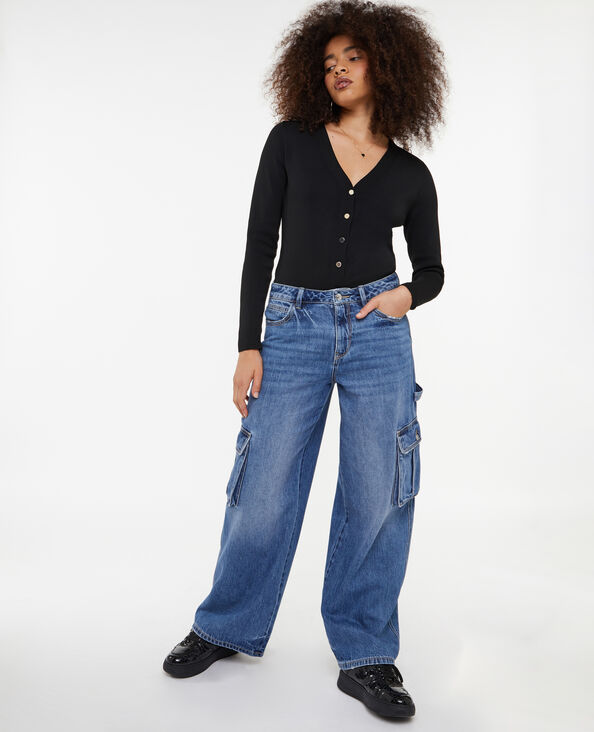 Gilet maille serrée avec boutons métalliques noir - Pimkie
