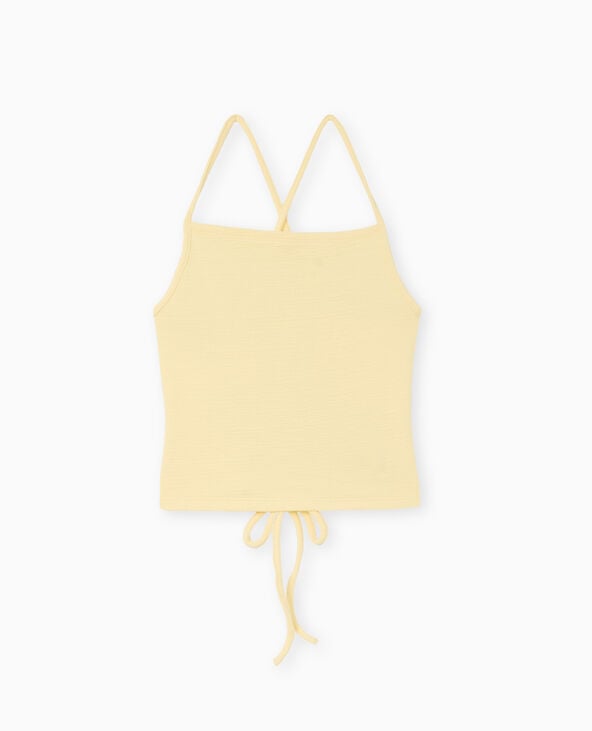 Top court en maille reliefée et extensible Jaune pâle - Pimkie