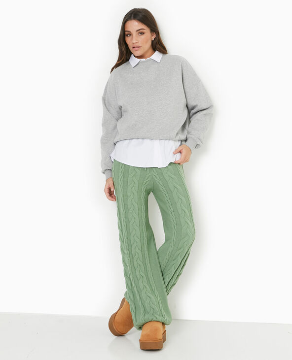 Pantalon droit en maille torsadée vert - Pimkie