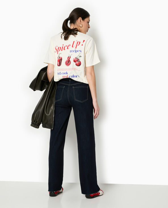 T-shirt oversize avec print devant et dos blanc - Pimkie