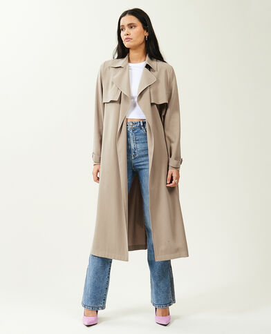 Trench long en tissu fluide écru - Pimkie