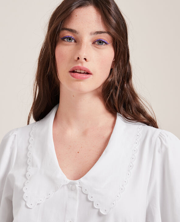 Chemise courte grand col festonné blanc - Pimkie