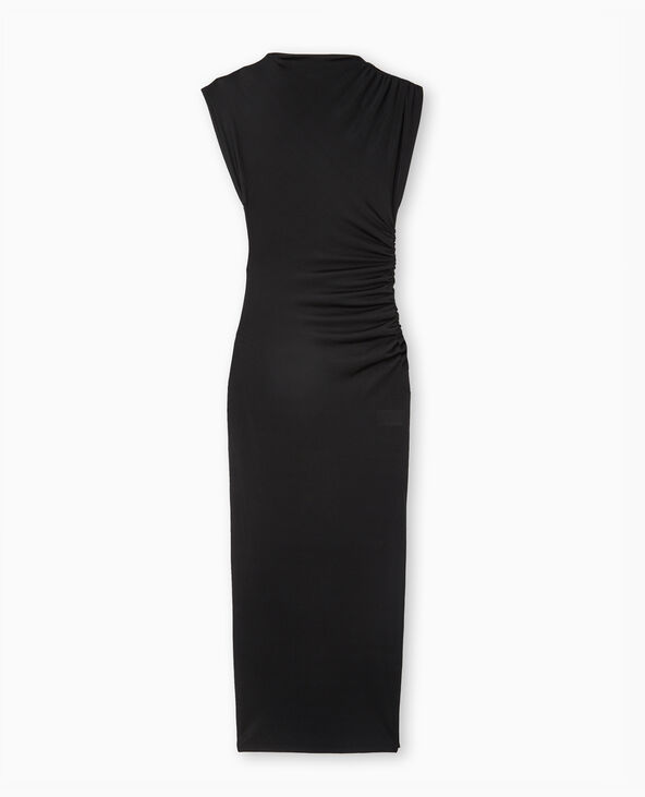 Robe longue en maille avec fronces et drapés noir - Pimkie