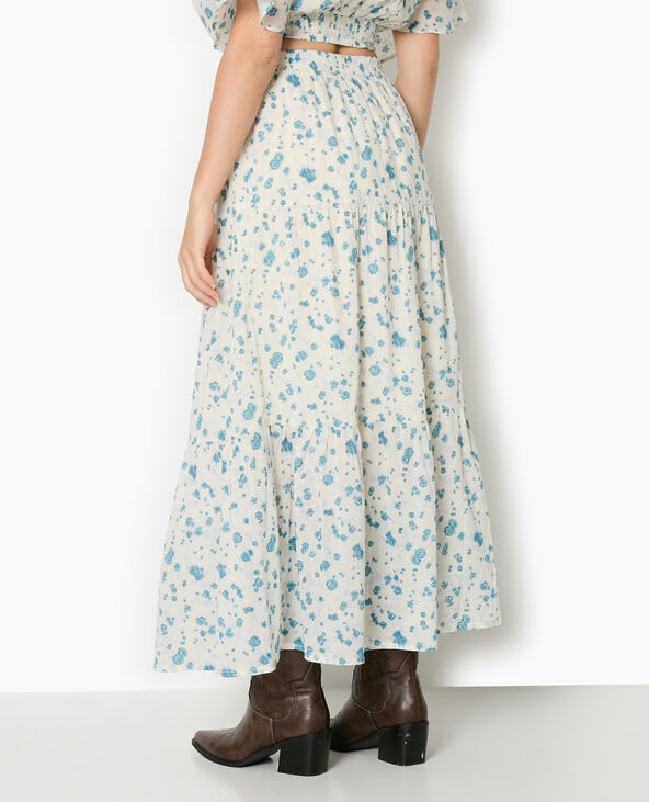 Jupe longue à étages motif fleurs blanc - Pimkie