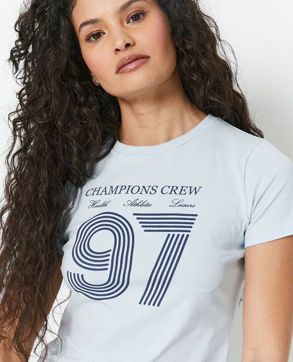 T-shirt ajusté avec print devant bleu - Pimkie