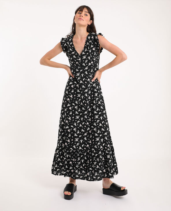 Robe longue à fleurs noir - Pimkie