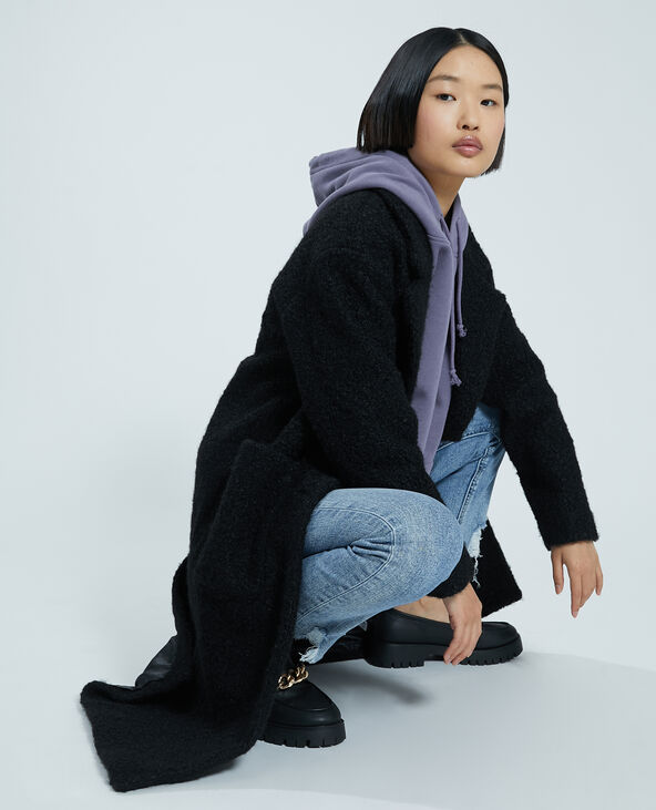 Manteau pardessus effet bouclette noir - Pimkie